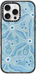CASETiFY Impact iPhone 16 Pro Max Case [Slim/Compatible with Magsafe / 8.2 ft. 4X Military Grade Drop Protection] - Nadyung (Water) - Aboriginal Art - Clear Black