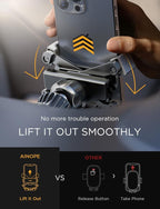 AINOPE Car Phone Holder Mount Vent 2025 Gravity Air Vent Phone Holders for Your Car for iPhone 16 Pro Max with Vent Clip Hand Free Cell Phone Car Mount Holder for iPhone 15 Plus Samsung Silver