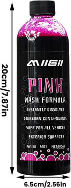 MIIGII Pre-Wash Solution Car Wash Soap - Pink Foam Car Shampoo - Powerful Formula Penetrates and Breaks Down Tree Sap, Bird Droppings & Tough Stains - Works on RVs, Trucks, Cars & More - 500ml (17oz)