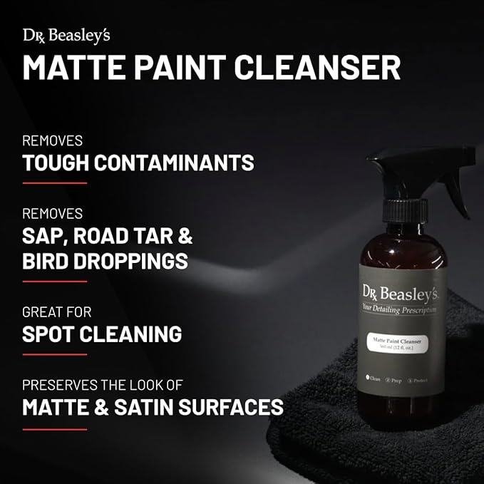 Dr. Beasley's Matte Paint Cleanser - Easily Removes Grease & Heavy Dirt, Droppings, Tree Sap from Autos. Safe On All Matte Surfaces, Preserves The Look for Satin & Glossy Paint, 32 oz
