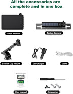 Solar Wireless Backup Camera 5'' HD Split-Screen Monitor Reversing Camera Stable Signal Dual Channel Back Up Kit Easy Installation Night Vision Waterproof Reverse Camera for Car RV Van SUV