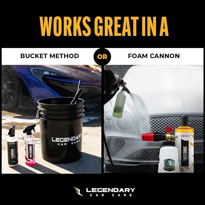 Legendary Thick Suds Wash & Wax 16oz - Foaming Car Wash Soap with Carnauba Wax - PH Neutral Foam Cannon Soap for Added Shine & Water Beading