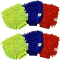 Microfiber House Cleaning and Car Wash Glove Mitts- Double Sided Chenille Microfiber Glove - Dynamic Microfiber Cleaning Cloth Mitten FITS Adult Hand (Multi-Color, 6-Pack)