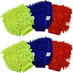 Microfiber House Cleaning and Car Wash Glove Mitts- Double Sided Chenille Microfiber Glove - Dynamic Microfiber Cleaning Cloth Mitten FITS Adult Hand (Multi-Color, 6-Pack)