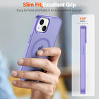SUPFINE Magnetic for iPhone 15 Case (Compatible with MagSafe) (Military Grade Drop Protection) Slim Translucent Matte Shockproof with Anti-Fingerprint Phone Case, Purple