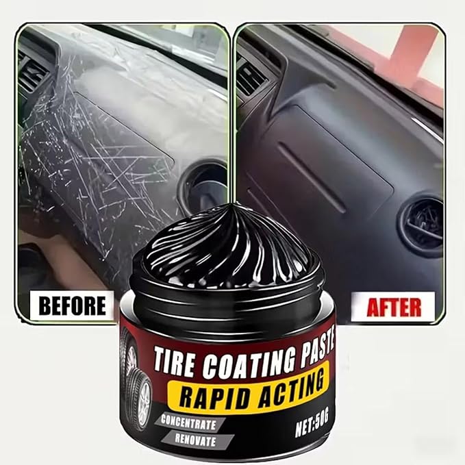 Premium Tire Coating & Trim Restorer, Tire Coating Paste, Long-Lasting Ceramic Coating & UV Protection, Bring Back the Original Deep Black Shine to Rubber and Plastic ﻿(3pcs)