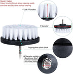 HIFROM Drill Brush - 4 inch White Scrub Brush Drill Attachment Soft Bristle Quick Change Shaft Scrub Cleaning Brush for Carpet Upholstery Leather Glass (Pack of 2)