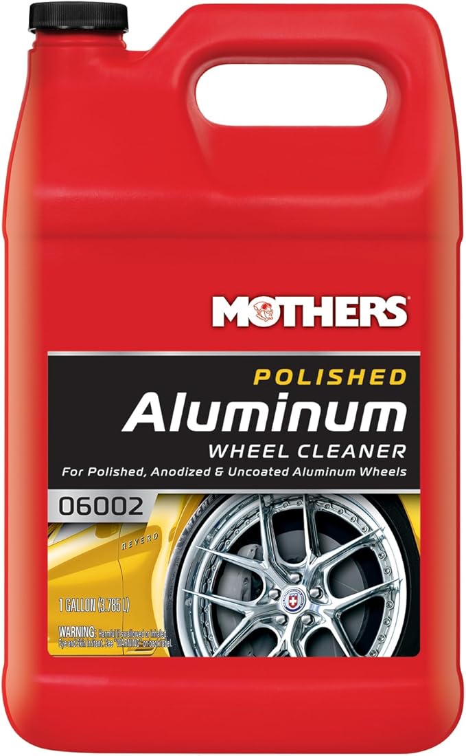 Mothers Polished Aluminum Wheel Cleaner, 1 gal. — Safely Cleans Uncoated Polished Aluminum & Anodized Wheels, Removes Brake Dust, Grease, Dirt & Grime, with Easy Spray-On, Hose-Off Formula (06002)
