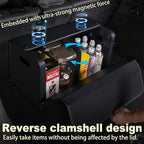 XDV Trunk Organizers, Car Organizers, Storage Solutions, and Car Storage Organizers for SUVs, Sedans, Back Seats, and Luxury Vehicles with Lid, Leather, Small, Large Car shoes box (Plain Black, M)