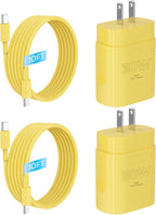 iPhone 16 15 Charger Fast Charging, 30W USB C Charger Block 10FT Cable for iPhone 15 16 Plus Pro Max/iPad Pro/AirPods, PD USBC Power Adapter Wall Plug with Extra Long Type C to C Cord (Yellow, 10FT)