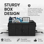 Large Car Trunk Organizer with Lid – Foldable Collapsible Storage Box, Heavy Duty, Multi-Compartment, Non-Slip Bottom, Durable Car Storage Organizer for SUV, Truck & Auto Accessories