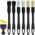 QWORK Car Detailing Brush Set for Interior & Exterior Cleaning, 7Pcs Ultra Soft to Hard Bristle Brushes for Dashboard, Leather, Wheels & Emblems, Auto Detailing Tools for Deep Car Care