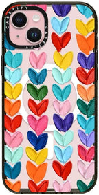 CASETiFY Impact iPhone 15 Plus Case [4X Military Grade Drop Tested / 8.2ft Drop Protection/Compatible with Magsafe] - Clear Polka Daub Hearts - Clear Black