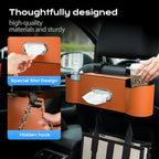 3-in-1 Car Backseat Organizer, 2026 New Multifunctional Back Seat Car Organizer with Cup Holder, Tissue Box, Trash Bin & Hooks for Hold Phones, Snacks, Drinks, Handbags (2, Beige)