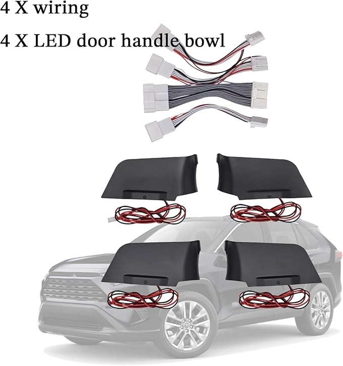 Door Bowl Light Fit for Toyota RAV4 2022 2023 2024 Inner Door Handle Accessories Bowl Shape LED Light Ambient Light Interior 4 pcs (Blue)