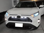iJDMTOY Smoked Lens Front Grille TRD Style Xenon White LED Lighting Kit Compatible with Toyota 2019-2025 RAV4, Includes (4) 12-SMD Smoke Cover LED Grille Lights & Wiring Harness
