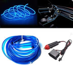 MaxLax Blue EL Wire Car Interior LED Kit - 16.4ft Flexible neon-Style Wire with 12V Fused Power Supply. Features 6mm Reinforced Edge for Easy auto Installation