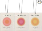 Pink Aura Christian Car Air Freshener, Funky Y2K Bible Verses Air Freshener Hanging 3 Pcs for Cars Closet Drawer or Books, Religious Christian God Jesus Car Accessories Mirror Decor for Women