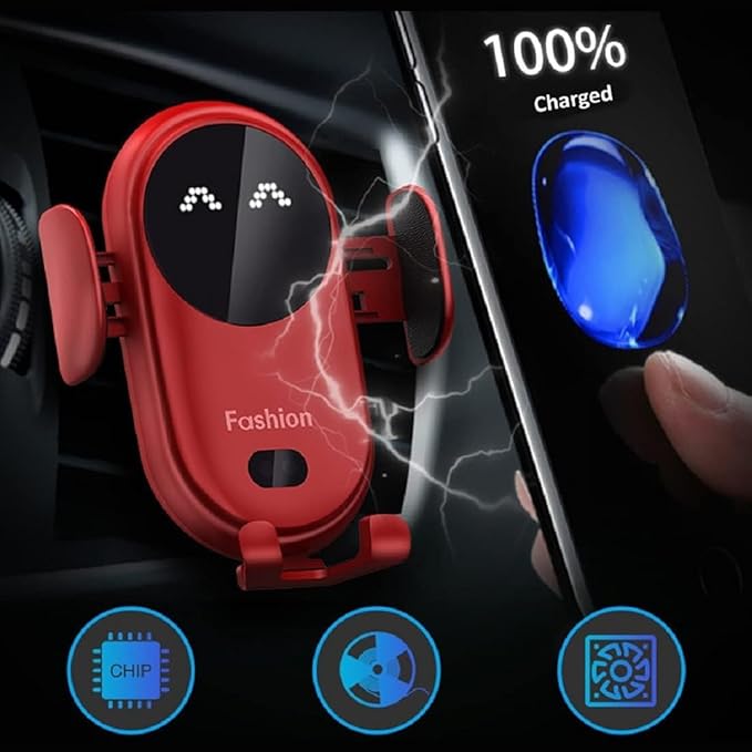 Smart Car Wireless Charger Phone Holder, Fashion Car Charger, Smart Sensor Car Wireless Charger, Automatic PhoneHolder forCar, for All Phone (Blue)