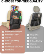 Owleys Set Car Seat Organizer Backseat Back Organizers & Seat Protector Kick Mat Back Of Seat Protector Automotive Organizer Seatback Toy Organization For Kids Behind Black Brown Tan