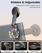CloudValley Tesla Model 3/Y Phone Mount, Magnetic Car Metal Holder with Strong Magnet Power,【Foldable & Extendable Hidden Design】Tesla Screen Stand for 3/Y/S/X/Cybertruck, Designed for MagSafe iPhone