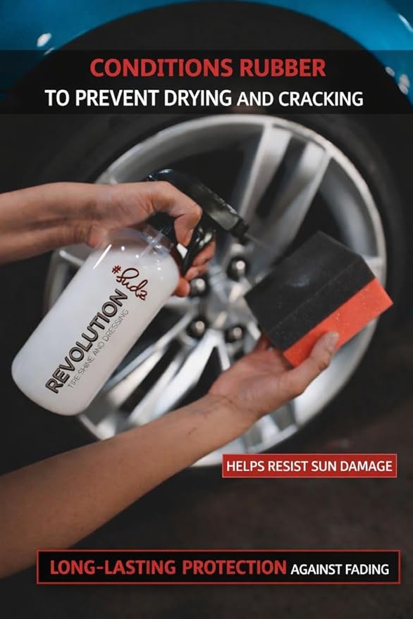 SudzBox Revolution Tire Shine & Trim Dressing | Works on Vinyl, Rubber, and Plastic - Works on Cars, Trucks, SUV's, Boats, + More! 16 oz.