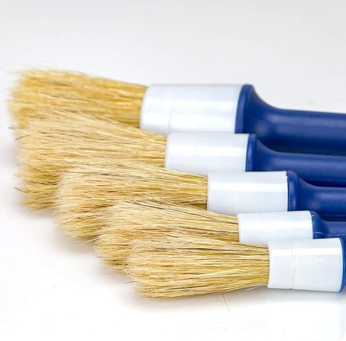 Natural Boar Hair Detailing Brush 5pcs Set, Automotive Non-Slip Detail Brushes for Cleaning Wheels, Engine, Interior, Exterior, Leather, Seat, Lug Nut, Emblems, Air Vents, Car, Motorcycle