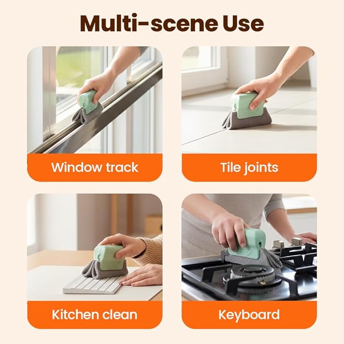 Magic Window Track Cleaner, Window Groove Cleaning Brush Tools Set, Cleaner Brushes for Window lides Gaps Tile Lines Shutter Slats Car Vents & Narrow Gaps (3PC Colorful)