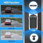 Saker Full View Car Dashcam System, 360° 4-Channel Dash Cam with Front Rear Left Right Cameras, 4K Recording, Enhanced Night Vision, Parking Monitor, G-Sensor (with 128GB SD Card)