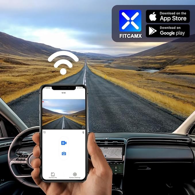 Fitcamx 4K Dash Cam Adapts for Hyundai Santa Cruz & Tucson 2022-2026 (Part NO#N9000), OEM Factory Look, UHD 2160P Video, Built-in WiFi & APP, Loop Recording, G-Sensor, Easy to Install, 64GB Card