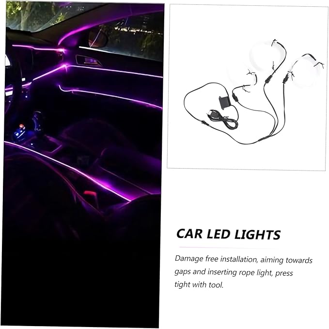 Luxshiny 2pcs Car Led Lights for Interior Ambient Lighting Kit Under High Brightness USB Powered Easy Installation