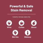 18 Pack Stain Remover Wipe – Travel Wipes for Clothes, Carpet, Upholstery, & Laundry, Instant Removal of Stubborn Red Wine, Blood, Coffee - Everyday Stains, Pocket Stain Treater Towelettes