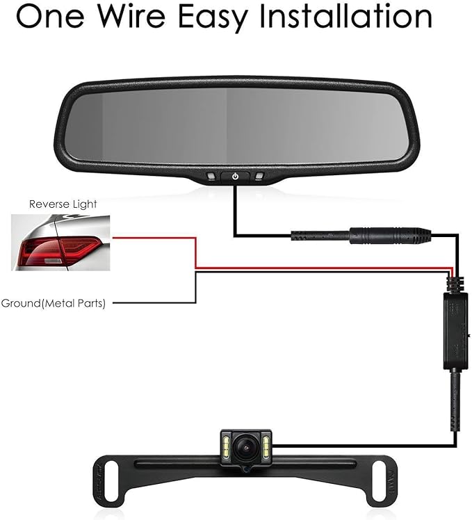 Rear View Mirror Camera with 4.3” Monitor: Super Night Vision OEM Rearview Mirror Backup Camera with IP 68 Waterproof Back Up Camera for Car, Rearview Mirror for Parking & Driving Safety AUTO-VOX T2