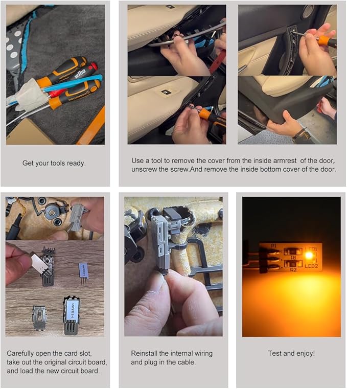 NJSBYL Blue-Orange LED Interior Ambient Circuit Board for B-MW M4 X1 3 4 5 Series Sedan Convertible Coupe F10 F30 F31 F32 F33 F34 F36 F48 F82 F83 Side Door Handle Courtesy Lamp Dual-color