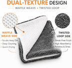 Hybrid Glass Microfiber Towel – Waffle Weave & Plush Dual Action Cleaning Cloth – Streak-Free Window and Surface Drying Towel – Professional Grade –16x16-1000 GSM 1-Pack
