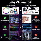 for Car LED Ambient Lighting Kit Smart RGB Bulb Interior Decor Cars Neon Accent Lights with Wireless APP Control 210 Dynamic Modes,4 Music Modes,16 Million Colors 43.3 Inch USB LEDs Strip Accessories