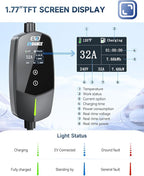 EVDANCE Level 2 EV Charger (32Amp, 240V, NEMA 14-50P), 7.68kW Fast Portable & Home Electric Car Charger with 25ft Cable, Adjustable Current/Delay Chargin for J1772 EVs