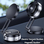 Vacuum Suction Magnetic Car Phone Holder, Electric Magnetic Car Phone Holder Mount Foldable Adjustable Car Mount for iPhone12-16,Mirror/Glass/Screen/Smooth None Porous Surface (Not Charge Phone)