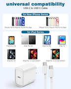 USB C Charger for iPhone 17/16 Charger Fast Charging,Type C Charge Apple Fast USB C Wall Chargers Block Adapter 6FT Charging Cable Cord for iPhone 17 Pro Max/Air/16/16Pro/15/15 Plus/iPad Pro/Air/Mini