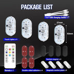 4Pcs LED Interior Car Lights with Remote,7 Colors Sync to Music Ambient Lighting Car Interior with 6 Bright LED Lamp Beads,Portable USB Rechargeable Car Interior Led Night Light for Car Decoration