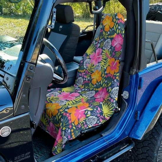 Gone For a Run Car Seat Towel Cover – Microfiber Hooded Seat Cover – 30” x 60” Moisture-Wicking Running Seat Protector for Runners – Aloha