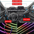 LED Interior Car Strip Light, Multicolor RGB 9 in 1 Optic Ambient Lighting Kits，Dual Control with Switch and A P P, Neon Lights On Car Dashboard with Music Sync Mode (9 in 1)