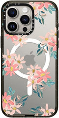 CASETiFY Impact iPhone 15 Pro Max Case [Slim/Compatible with Magsafe / 8.2 ft. 4X Military Grade Drop Protection] - Pink Daisies - Clear Black