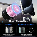 Vacuum Magnetic Suction Phone Holder,Upgraded 360° Adjustable Suction Cup Car Phone Mount,Hands-Free Cell Phone Holder for Car/Gym/Mirror/Smooth Surface,Compatible with iPhone 16/15/14/13/12 （Pink)