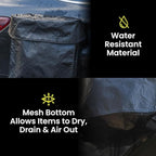 LUNO Magnetic Shoe Bag – Outdoor Car Camping Shoe Storage with Quick-Dry Mesh & Strong Magnetic Mount | Water-Resistant Boot Bag & Gear Organizer for Van Life, Adventures & Wet Gear (Black)