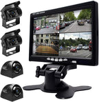 RV Backup Camera System- 7 Inch 4 Split Reversing Monitor, Night Vision, IP68 Waterproof, Parking Monitoring, Hard-Wired Backup Camera for Trucks/Bus/Trailer/RV/Pickup