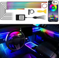 Acrylic Car LED Interior Strip Lights, 6 in 1 Dreamcolor Ambient Lighting Kit with Wireless APP, Luxury EL Wire Trim 16 Million Colors Neon Strip for Car Inside Decoration(No Remote)