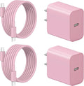iPhone 17 16 15 Charger Fast Charging 2+2Pack 20W USB C Wall Charger with 6FT Fast Charging Cable Compatible with iPhone 17/17 Air/17 Pro/17 Pro Max/iPhone 16/15 Series, iPad Pro/AirPods - Pink