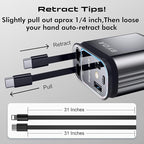 4 in 1 Retractable Car Charger with Starry Light,69W USB-C Fast Car Charger, for iPhone 17/16/15/14/13/12/11, Android,Pixel,Cigarette Lighter Charger (for Lightning+USB-C)
