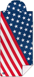 Gone For a Run Car Seat Towel Cover – Hooded Moisture-Wicking Microfiber Seat Protector – 30" x 60" – for Runners and Outdoor Enthusiasts – Patriotic